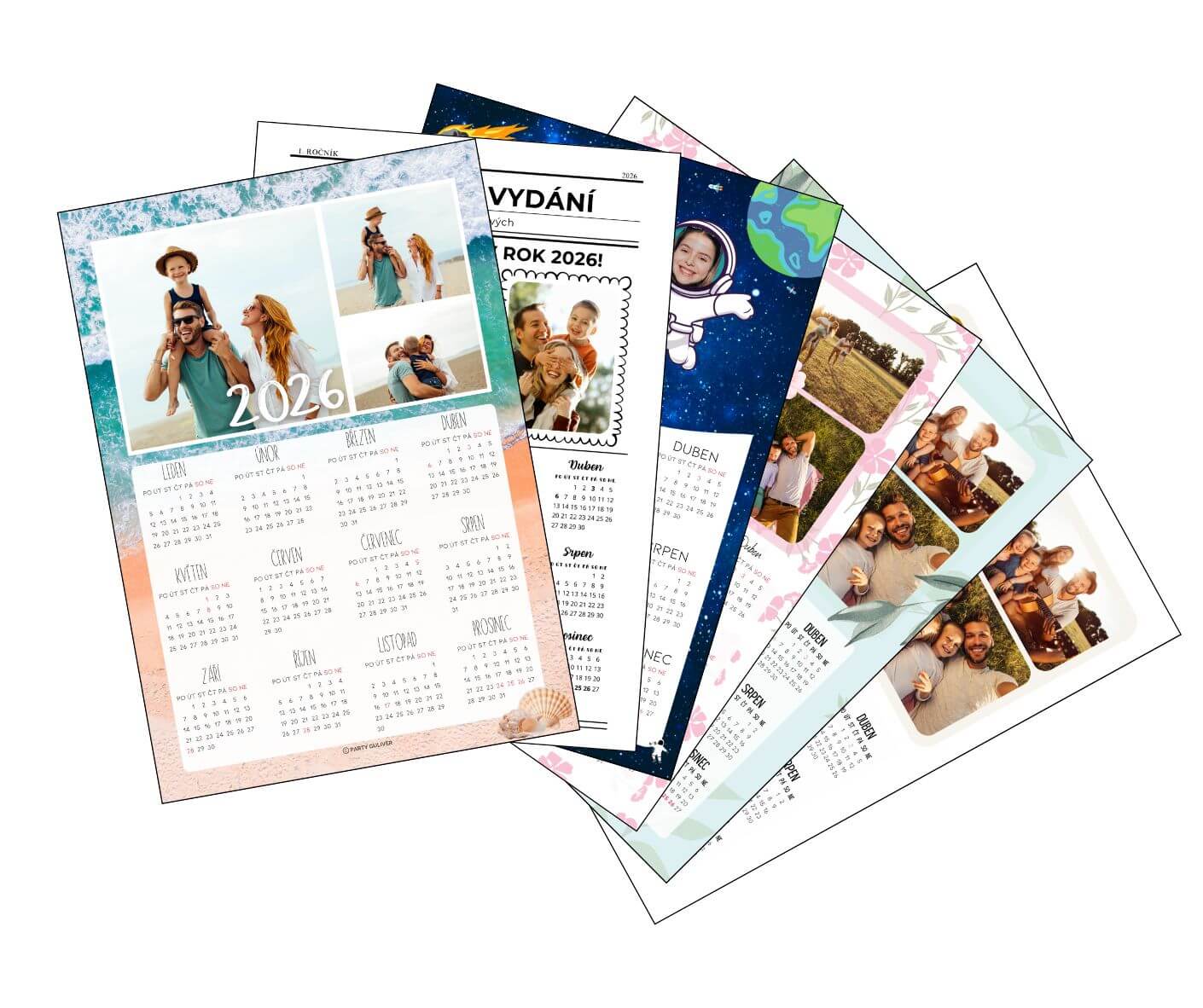 fotokalendar a4 rocni kalendar k tisku vlastnich fotek canva sablona vesmir astronaut kosmonaut vesmirna mise fotokolaz dovolena kvety listy more noviny (1)